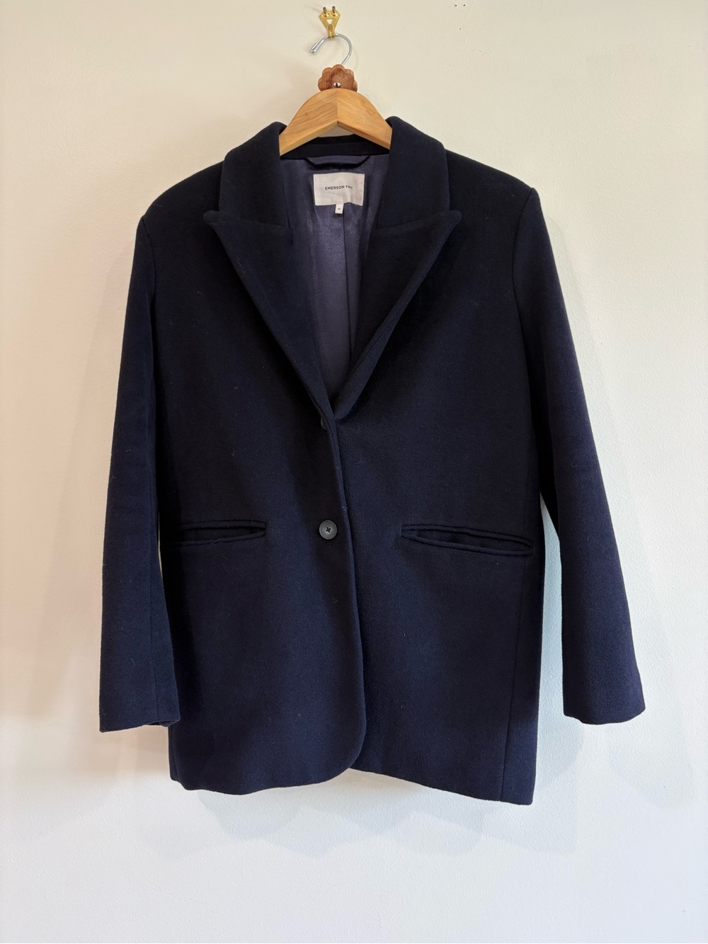 Emerson Fry Navy Single-Button Wool Blazer Coat